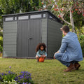 Keter 9’x 7′ Cortina Heavy Duty Plastic Pent Shed – Dark Green-oakleysgardenmachine- Free shipping